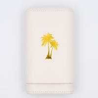 MARCUS DANIEL LEATHER CIGAR CASE - Palm Tree White & Gold