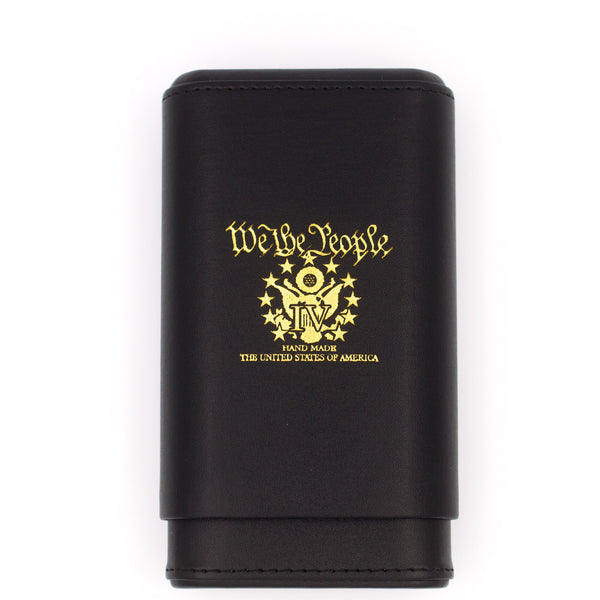 WE THE PEOPLE by MARCUS DANIEL LEATHER CIGAR CASE - Black & Gold
