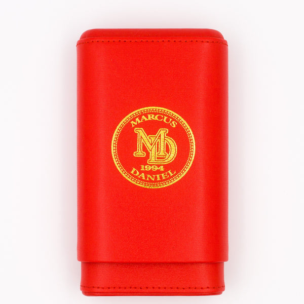 MARCUS DANIEL LEATHER CIGAR CASE - Classic Sun Grown Red & Gold