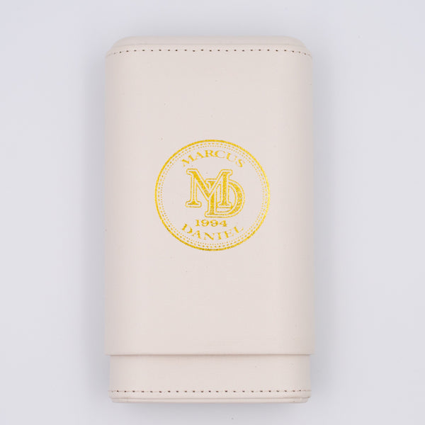 MARCUS DANIEL LEATHER CIGAR CASE - Classic Shade Grown White & Gold