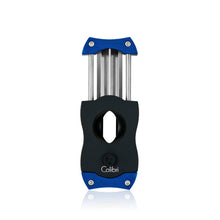 Load image into Gallery viewer, colibri-v-cut-cigar-cutter-black-rubber-blue-open