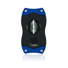 Load image into Gallery viewer, colibri-v-cut-cigar-cutter-black-rubber-blue