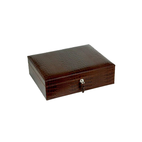 CROCO BROWN CIGAR HUMIDOR BRIZARD & CO.